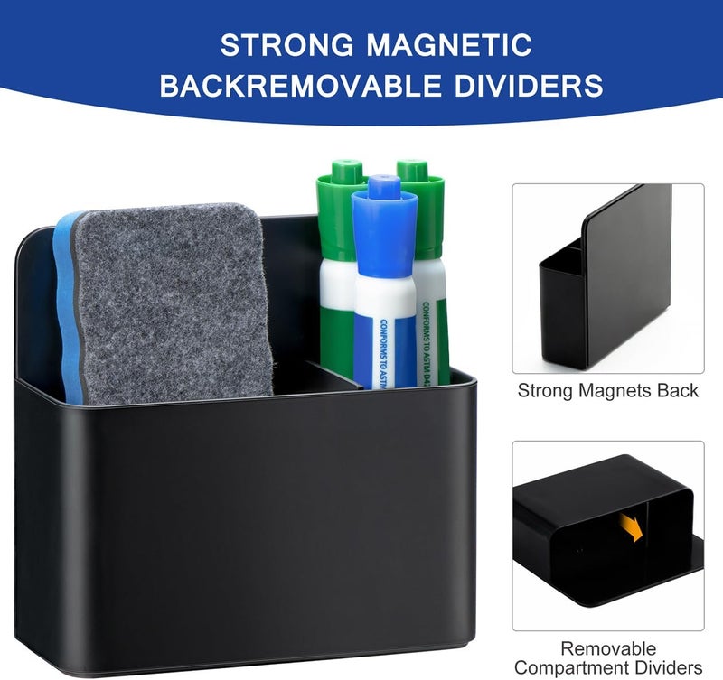 Simetufy Magnetic Dry Erase Marker Holder, Magnetic Pen Holder, Whiteboard Marker Holder, Magnetic Marker Holder for Fridge, Whiteboard, Locker, Magnetic Cup for Dry Erase Board, 1 Pack, Black - Image 2